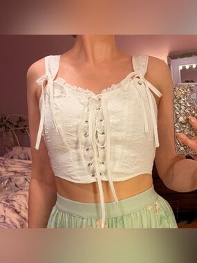 NWT White Lace Corset Crop Top
